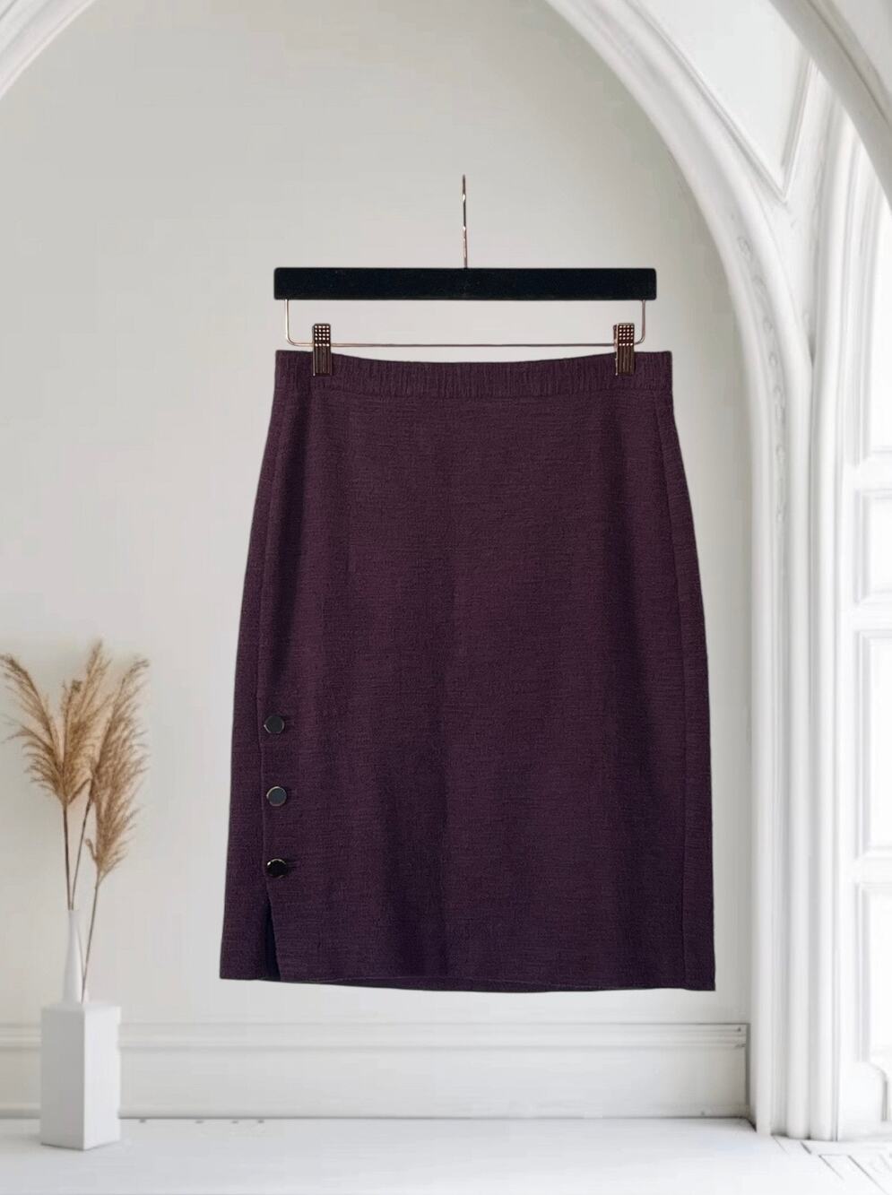 Ann Taylor Pencil Skirt Women's Knee Length High Rise Lined Burgundy Size 4